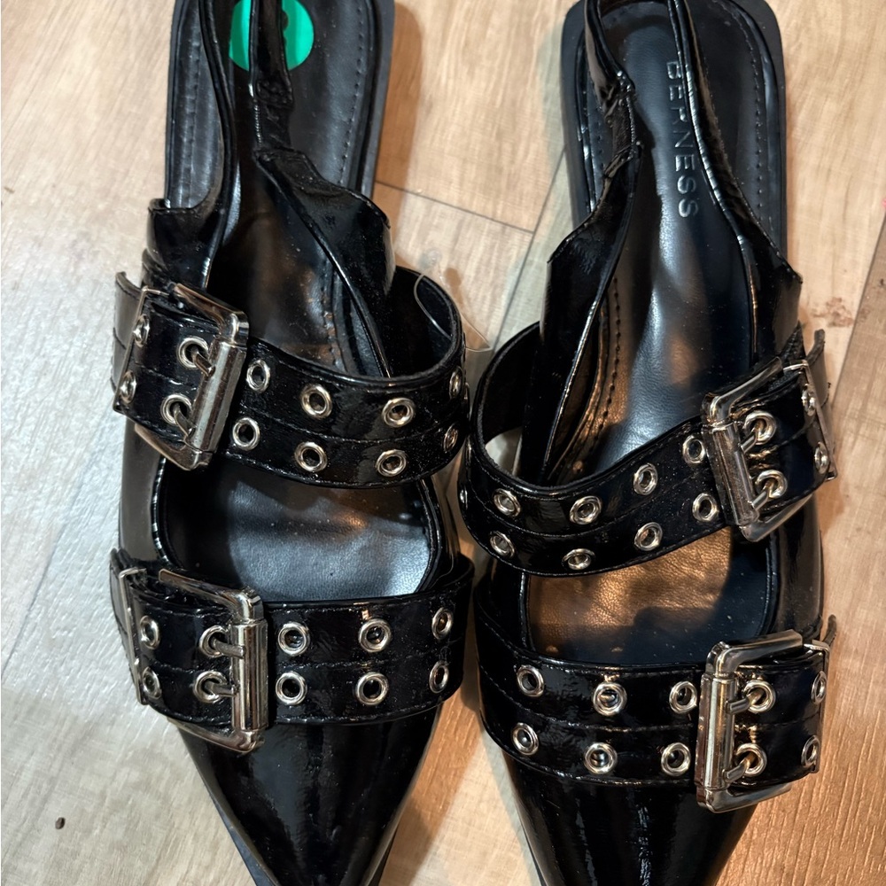 Express Black Buckle Detail Flats